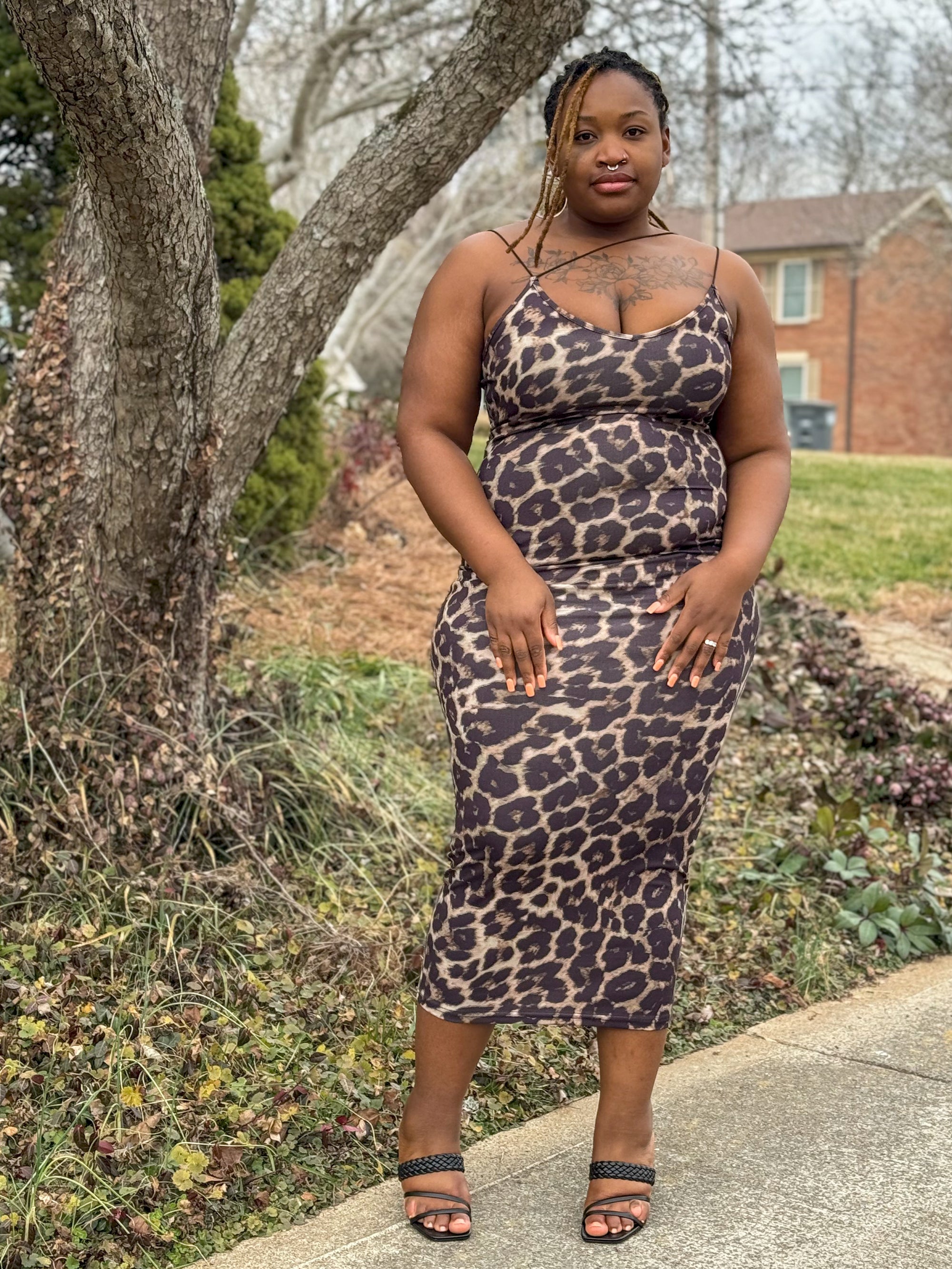 Wild Side Animal Print V-Neck Dress