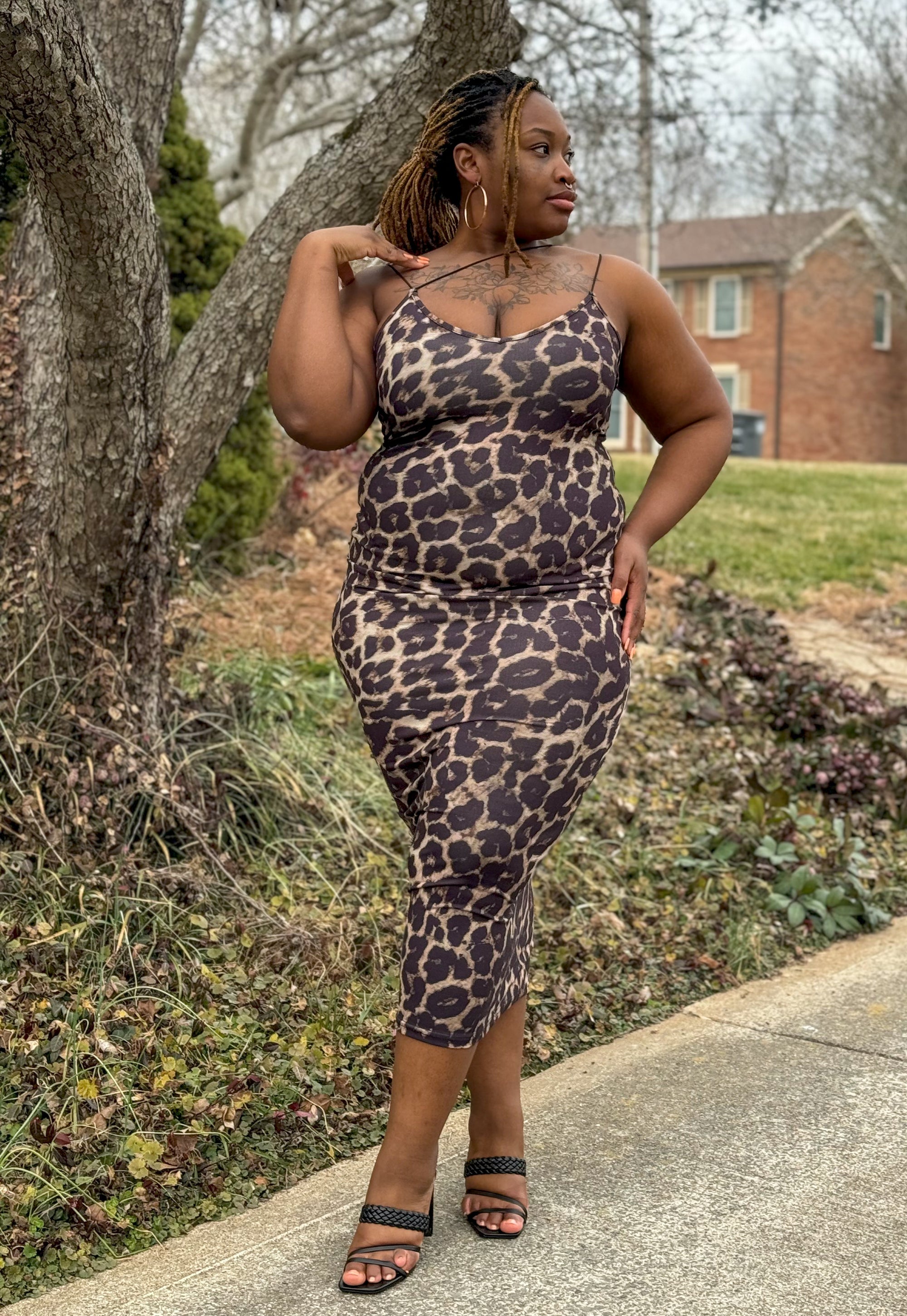 Wild Side Animal Print V-Neck Dress