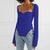 Sweetheart Neck Long Sleeve Knit Top - Victoria Royale Boutique