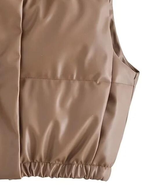 In My Bag Cropped Zip Up Drawstring Vest - Victoria Royale Boutique