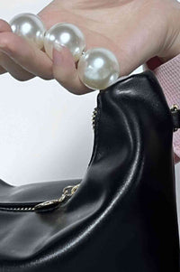 Faux Leather Pearl Handbag - Victoria Royale Boutique