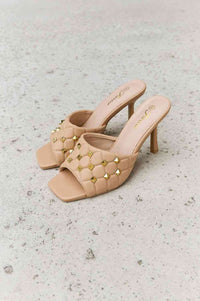 Brunch Affair Square Toe Quilted Mule Heels - Nude - Victoria Royale Boutique, LLC.