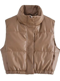 In My Bag Cropped Zip Up Drawstring Vest - Victoria Royale Boutique