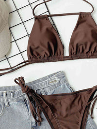 Cocoa Beach Halter Neck Ruched Bikini Set - Victoria Royale Boutique, LLC.