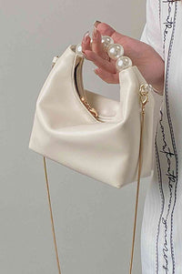 Faux Leather Pearl Handbag - Victoria Royale Boutique