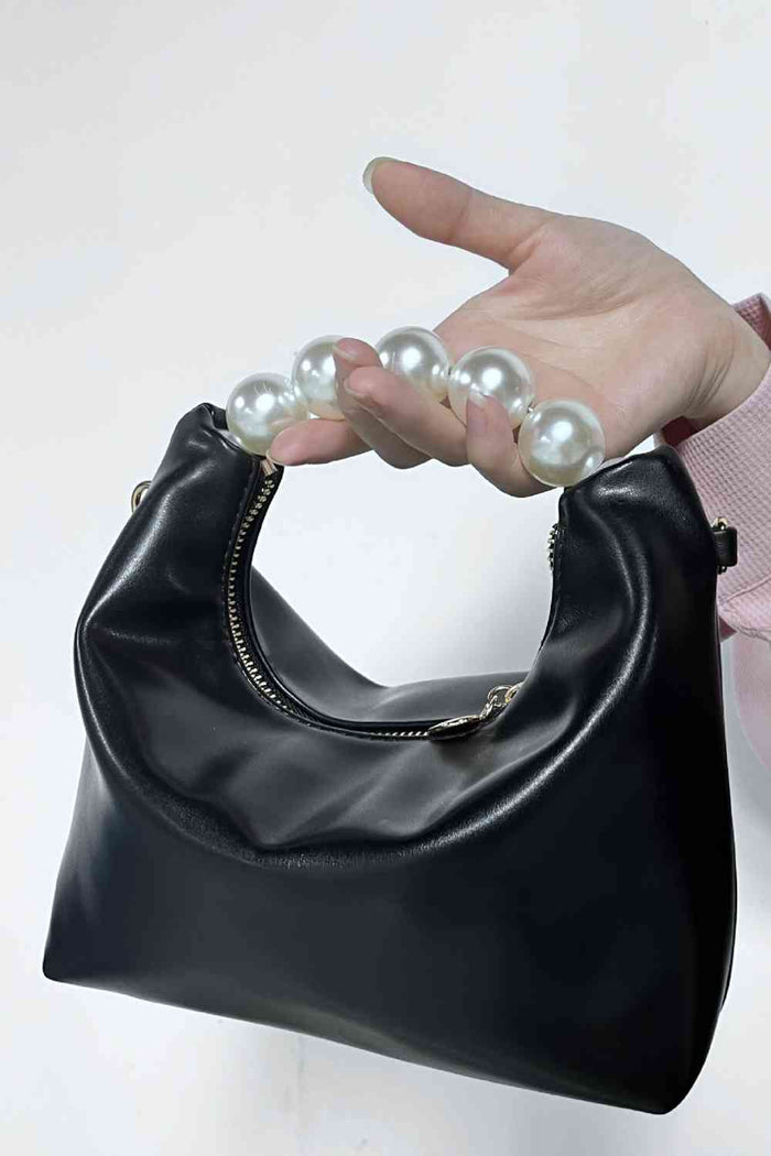 Faux Leather Pearl Handbag - Victoria Royale Boutique