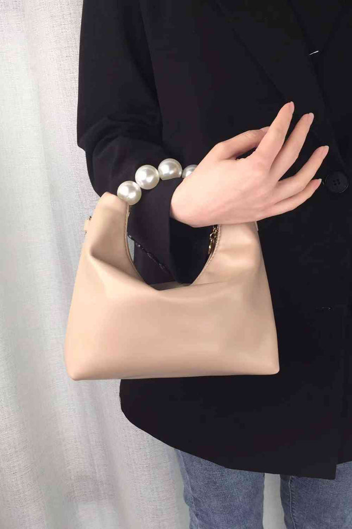 Faux Leather Pearl Handbag - Victoria Royale Boutique