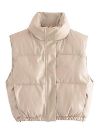 In My Bag Cropped Zip Up Drawstring Vest - Victoria Royale Boutique