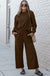 Comfort Inn Textured Long Sleeve Top and Pants Set - Set | Victoria Royale Boutique