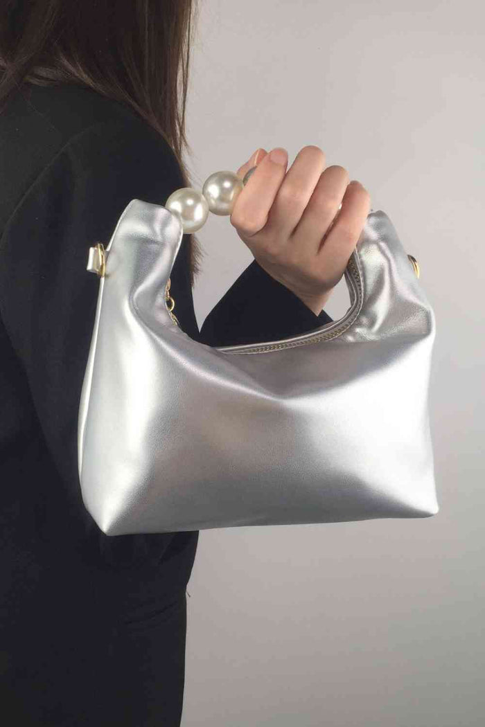 Faux Leather Pearl Handbag - Victoria Royale Boutique