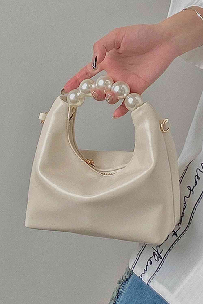 Faux Leather Pearl Handbag - Victoria Royale Boutique