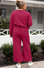 Comfort Inn Textured Long Sleeve Top and Pants Set - Set | Victoria Royale Boutique