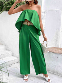 Strapless Top and Wide Leg Pants Set - Victoria Royale Boutique, LLC.