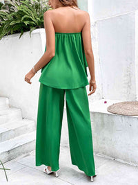 Strapless Top and Wide Leg Pants Set - Victoria Royale Boutique, LLC.